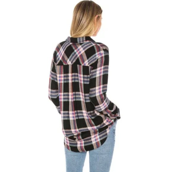 Rails 'Hunter' Plaid Shirt in BLACK MELON / AQUA size medium - Picture 3 of 8